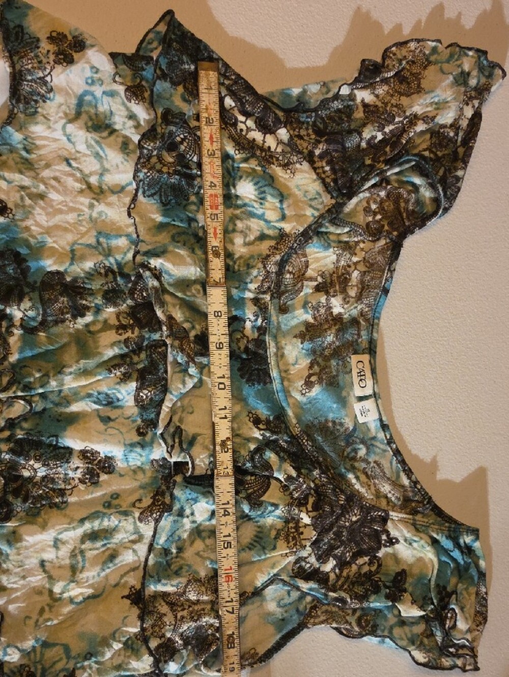 Cato Teal Tan Black Floral Sheer Camisole - Picture 5 of 5
